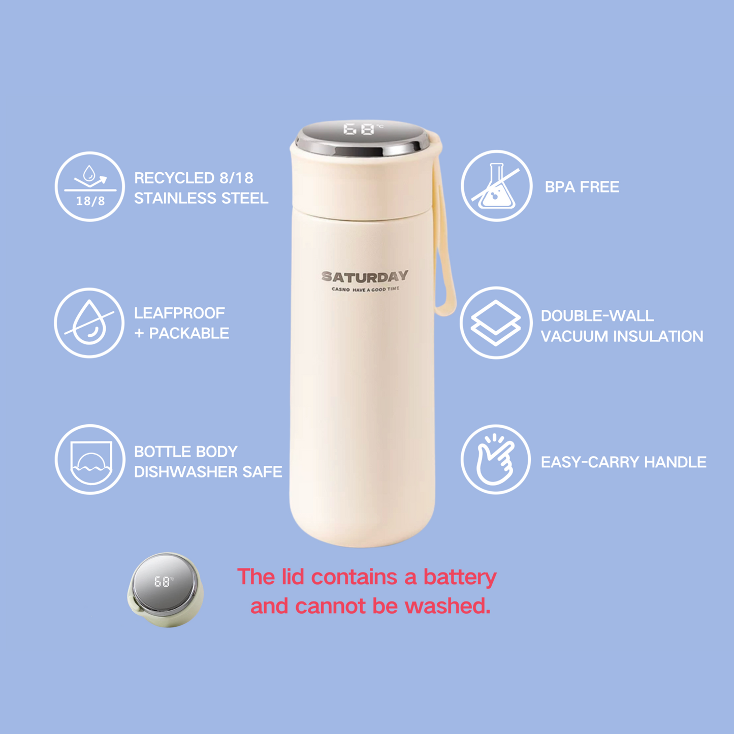 The Elegance TempView Water Bottle | 16oz