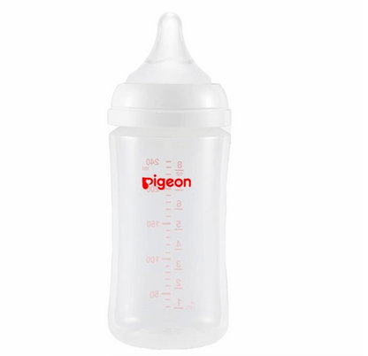 Pigeon PP Nursing Bottle Wide Neck | Easy To Clean | 8.1 Oz Includes 1 M Nipples (3m+)