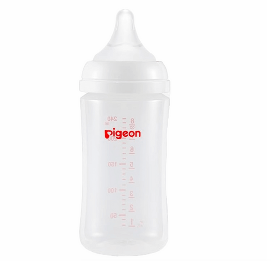 Pigeon PP Nursing Bottle Wide Neck | Easy To Clean | 8.1 Oz Includes 1 M Nipples (3m+)